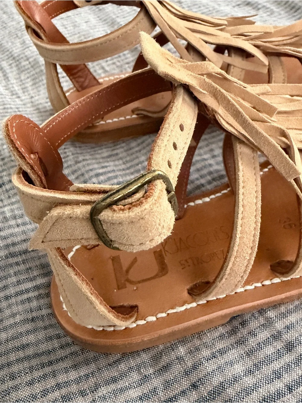 Brand New K.Jacques FREGATE Suede Fringe Gladiator Sandals